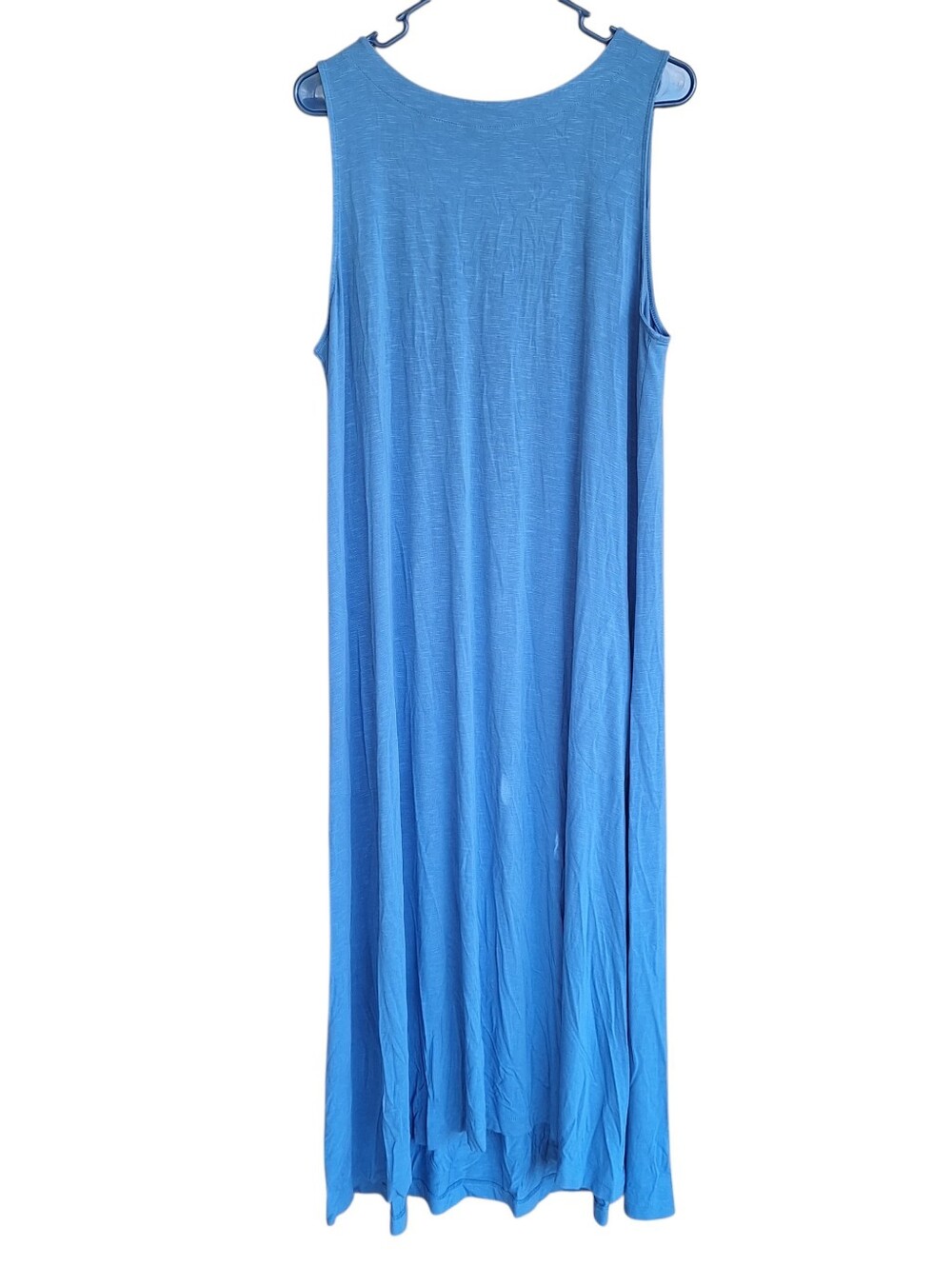 J Jill Large Blue Slub Knit Maxi Dress Resort Vacation Beach Stretxh Rayon Work